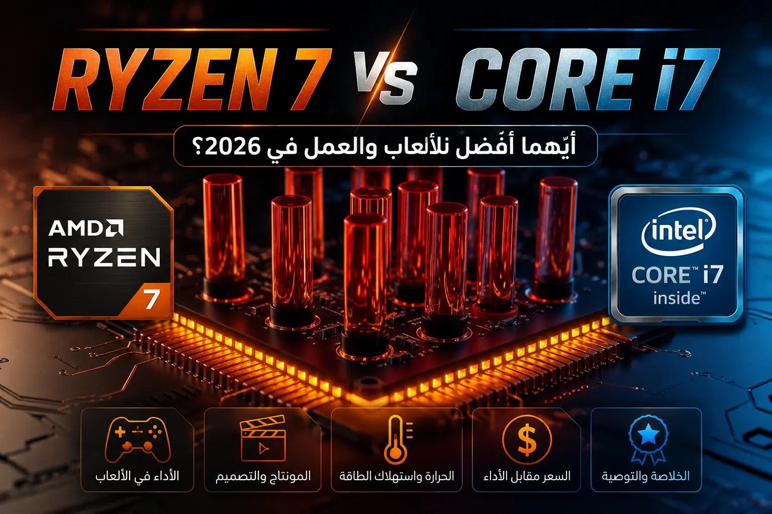 Ryzen 7 vs Core i7.. أيهما أفضل للألعاب والعمل في 2026؟