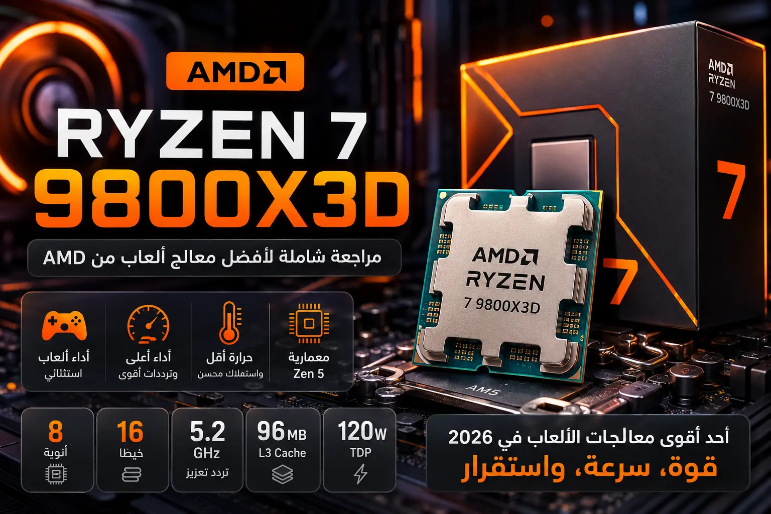 Ryzen 7 9800X3D.. مراجعة شاملة لأفضل معالج ألعاب من AMD في 2026